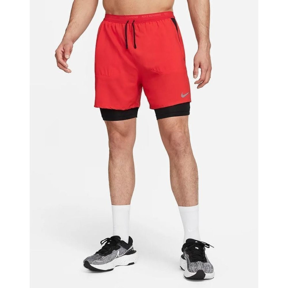 Nike Dri-Fit Stride 7" 2-in-1 Red Black Running Shorts DM4757-657 Men's Size S